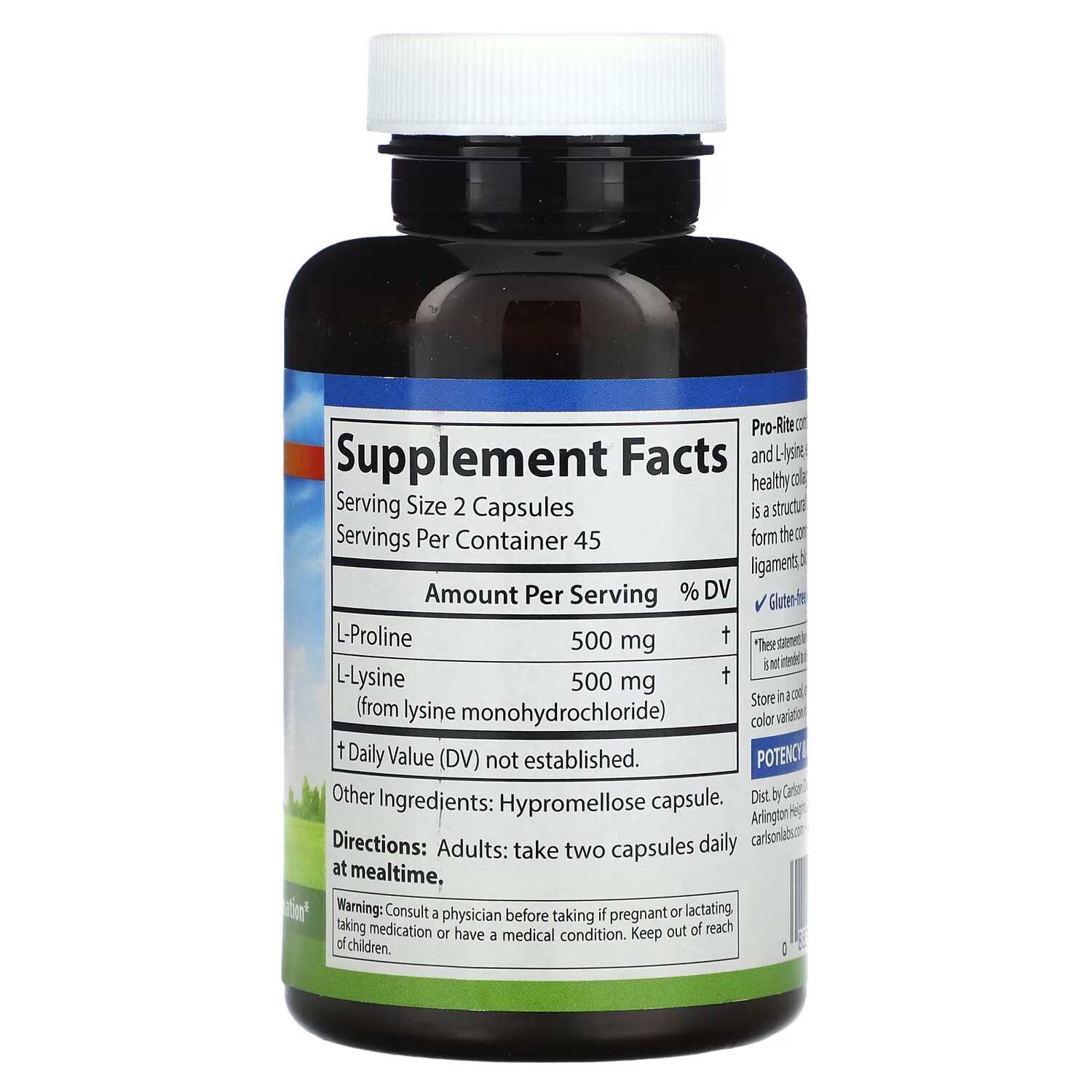 L-пролин и L-лизин Carlson Pro-Rite, 90 вегетарианских капсул
L-пролин и L-лизин Carlson Pro-Rite, 90 вегетарианских капсул