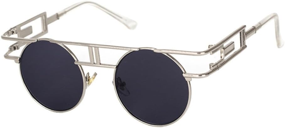 Винтажные готические солнцезащитные очки в стиле стимпанк для мужчин, ретро, круглая металлическая оправа, солнцезащитные очки для женщин с защитой от УФ-излучения UV400 VFDHN, Silver With Black
Винтажные готические солнцезащитные очки в стиле стимпанк для мужчин, ретро, круглая металлическая оправа, солнцезащитные очки для женщин с защитой от УФ-излучения UV400 VFDHN, Silver With Black