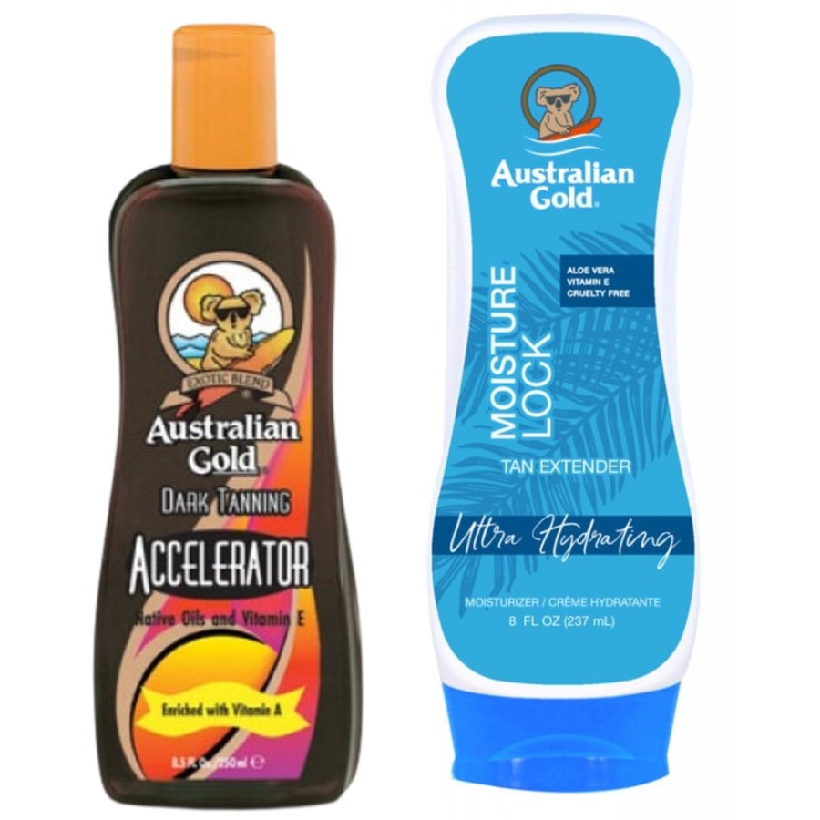Australian Gold Tanning Accelerator + Australian Gold Moisture Lock
Australian Gold Tanning Accelerator + Australian Gold Moisture Lock