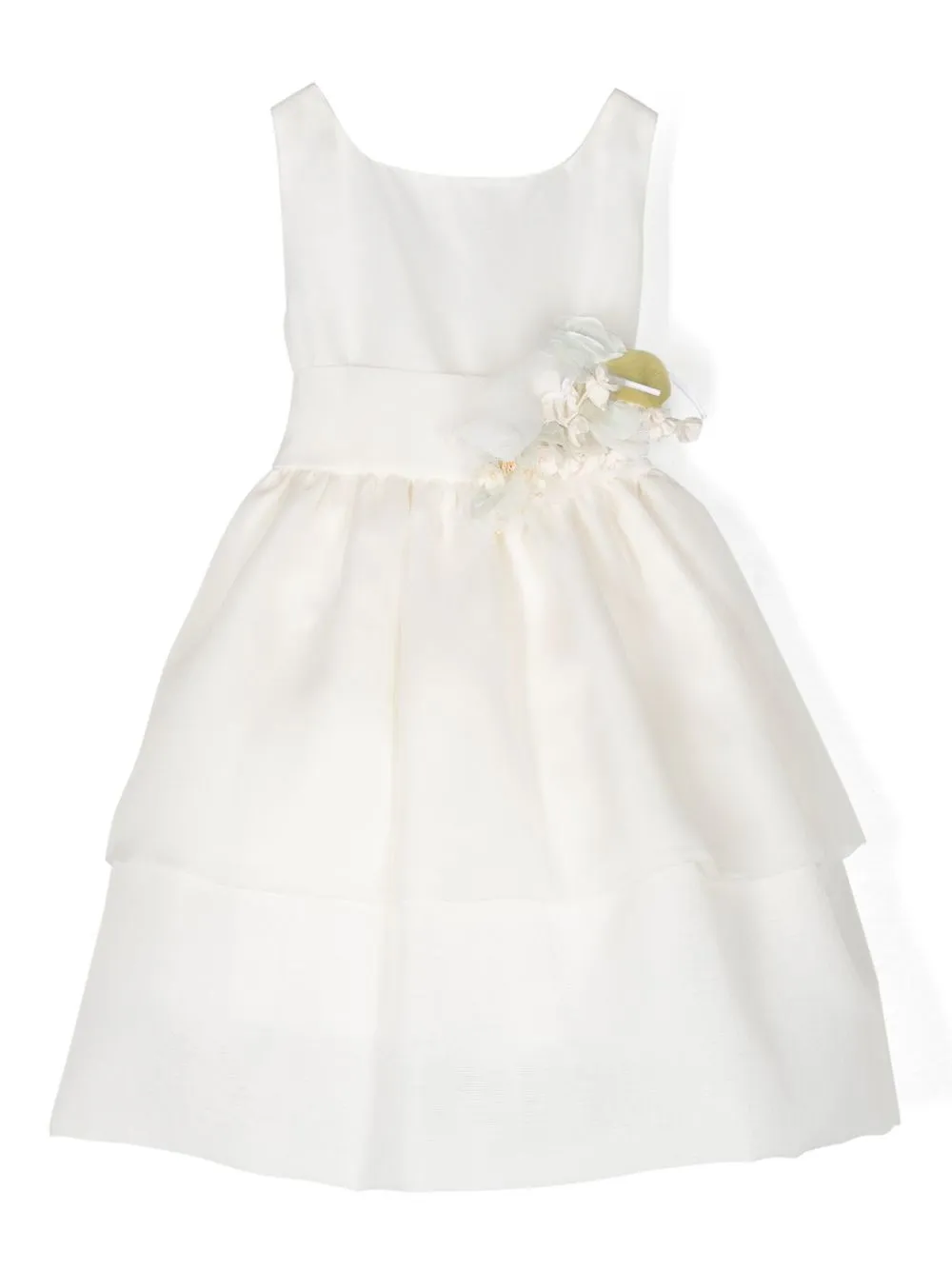 Шелковое платье с цветочной аппликацией La Stupenderia, белый
Шелковое платье с цветочной аппликацией La Stupenderia, белый