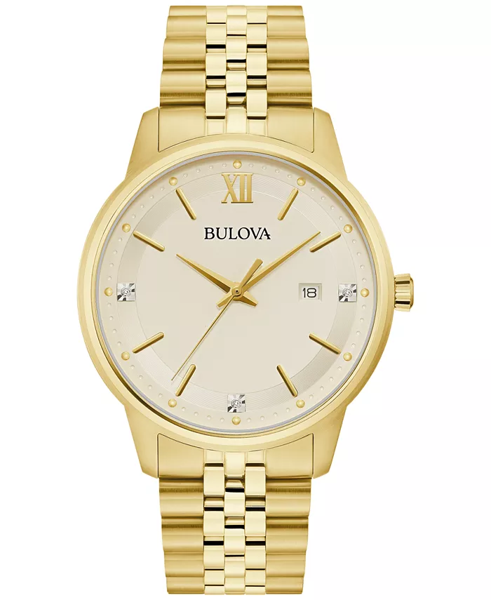 Мужские классические часы-браслет с бриллиантовыми вставками, золотистый корпус из нержавеющей стали, 41 мм Bulova, Позолоченный, Мужские классические часы-браслет с бриллиантовыми вставками, золотистый корпус из нержавеющей стали, 41 мм Bulova
Мужские классические часы-браслет с бриллиантовыми вставками, золотистый корпус из нержавеющей стали, 41 мм Bulova, Позолоченный, Мужские классические часы-браслет с бриллиантовыми вставками, золотистый корпус из нержавеющей стали, 41 мм Bulova