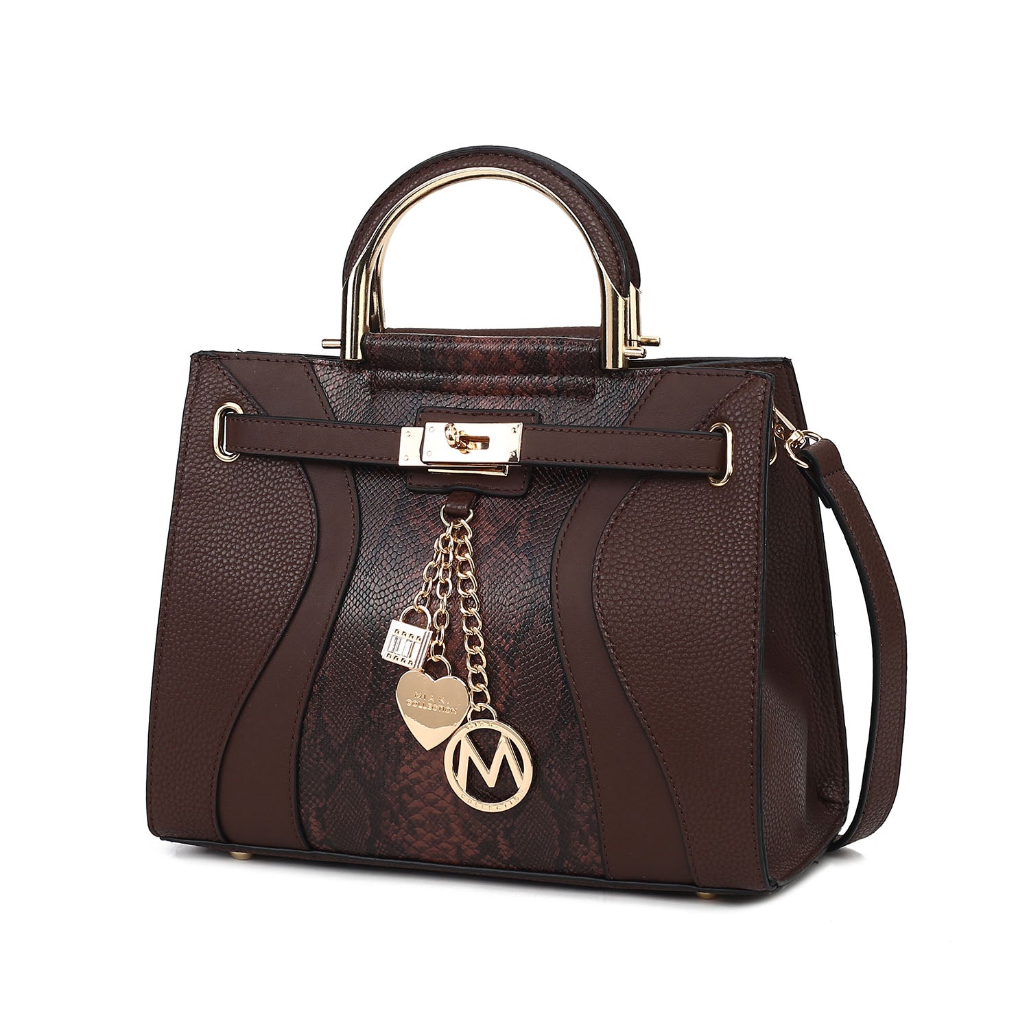 Женская сумка-портфель из веганской кожи с тиснением под кожу змеи Cassia от Mia K MKF, Coffee 
Женская сумка-портфель из веганской кожи с тиснением под кожу змеи Cassia от Mia K MKF, Coffee