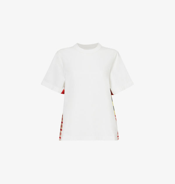 Футболка из хлопкового джерси с круглым вырезом и контрастными вставками Bottega Veneta, мультиколор