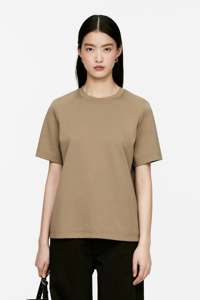 Футболка из перламутрового интерлока Arket, коричневый 
Футболка из перламутрового интерлока Arket, коричневый
