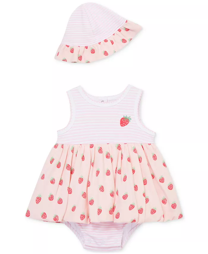 Детский хлопковый комбинезон с клубничками и шапочкой для девочек, 2 предмета Little Me, розовый
Детский хлопковый комбинезон с клубничками и шапочкой для девочек, 2 предмета Little Me, розовый