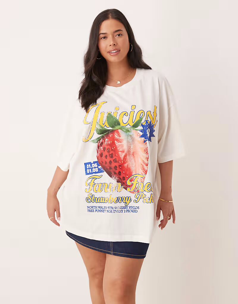 Футболка свободного кроя ASOS DESIGN Curve с винтажным принтом клубники кремового цвета ASOS Curve
Футболка свободного кроя ASOS DESIGN Curve с винтажным принтом клубники кремового цвета ASOS Curve