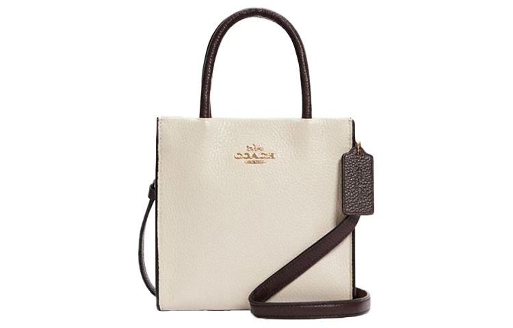 COACH Сумка для нот из галечной кожи с канвой 
COACH Сумка для нот из галечной кожи с канвой
