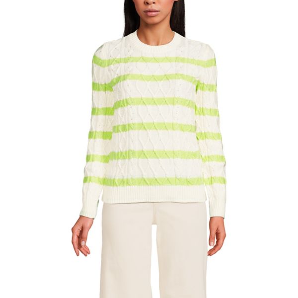 Женский свитер с круглым вырезом и арановой косой Lands' End, цвет ivo limoncello strp
Женский свитер с круглым вырезом и арановой косой Lands' End, цвет ivo limoncello strp