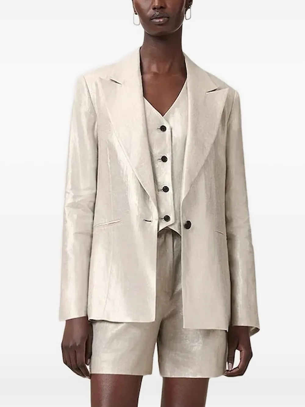 Блейзер Averie с эффектом металлик Allsaints, нейтральный
Блейзер Averie с эффектом металлик Allsaints, нейтральный