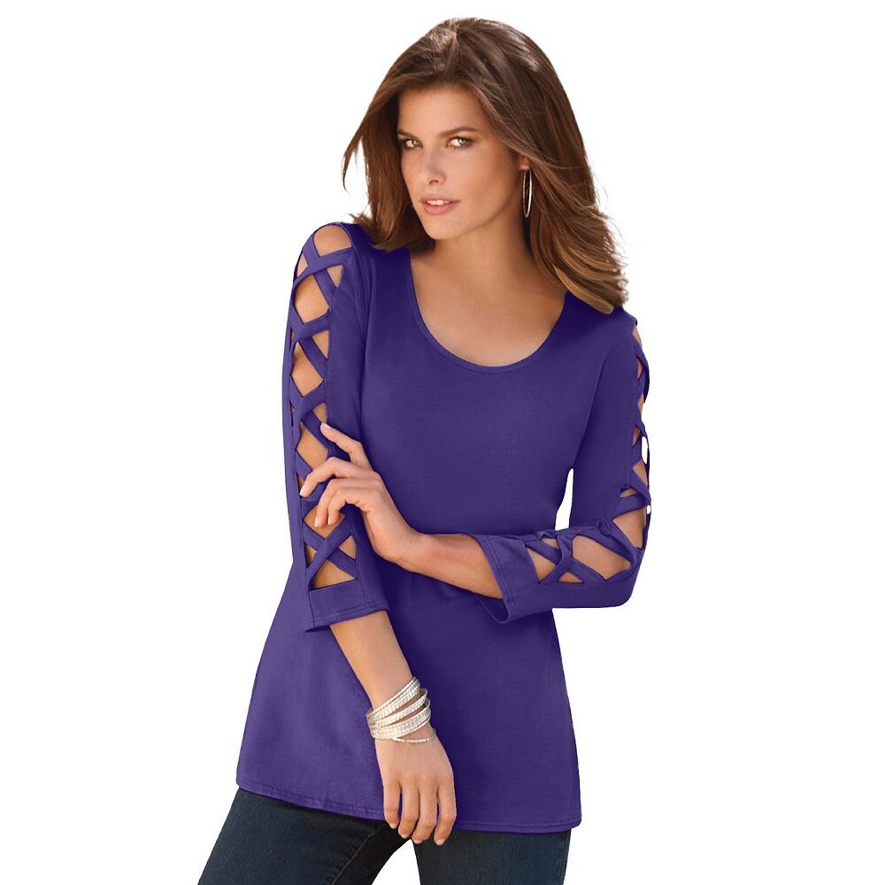 Женская футболка Ultimate с решетчатыми рукавами больших размеров Roaman's, цвет Midnight Violet
Женская футболка Ultimate с решетчатыми рукавами больших размеров Roaman's, цвет Midnight Violet