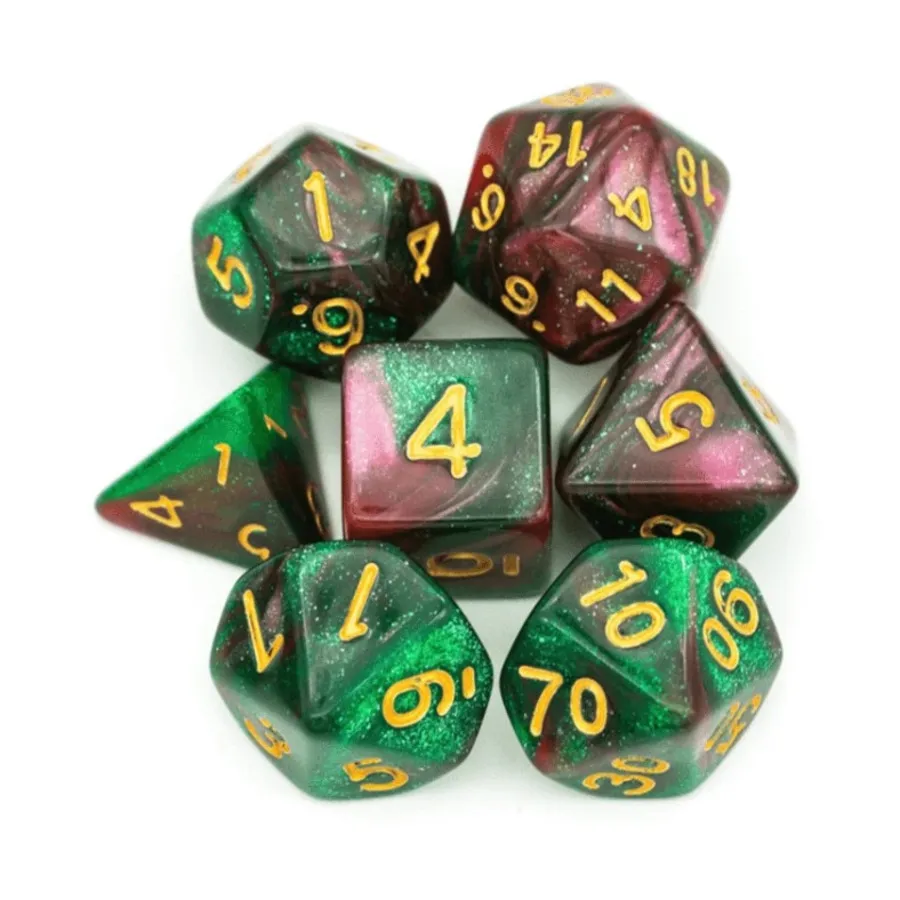 Набор Poly - Розовый сад с золотом (7), Dice Sets - Resin/Acrylic - Rainbow & Multi-Colored (Foam Brain Games) 
Набор Poly - Розовый сад с золотом (7), Dice Sets - Resin/Acrylic - Rainbow & Multi-Colored (Foam Brain Games)