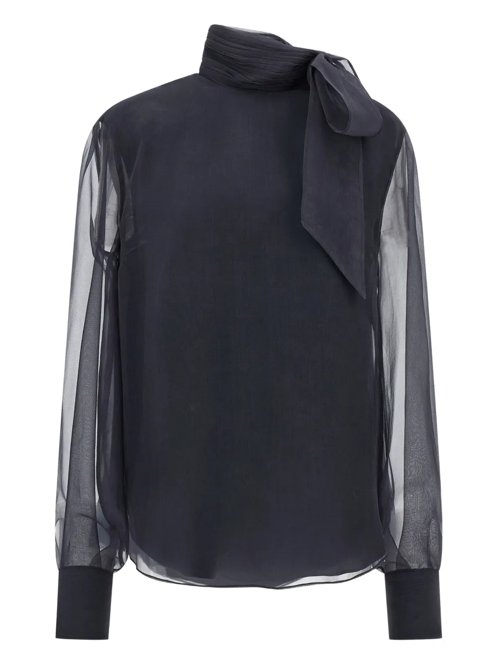 Шелковая блузка с плиссированным воротником Brunello Cucinelli, серый
Шелковая блузка с плиссированным воротником Brunello Cucinelli, серый