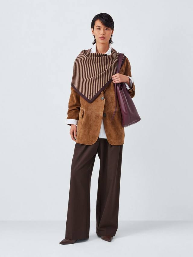 Большой шерстяной шарф-косынка в полоску TBCo, Camel
Большой шерстяной шарф-косынка в полоску TBCo, Camel