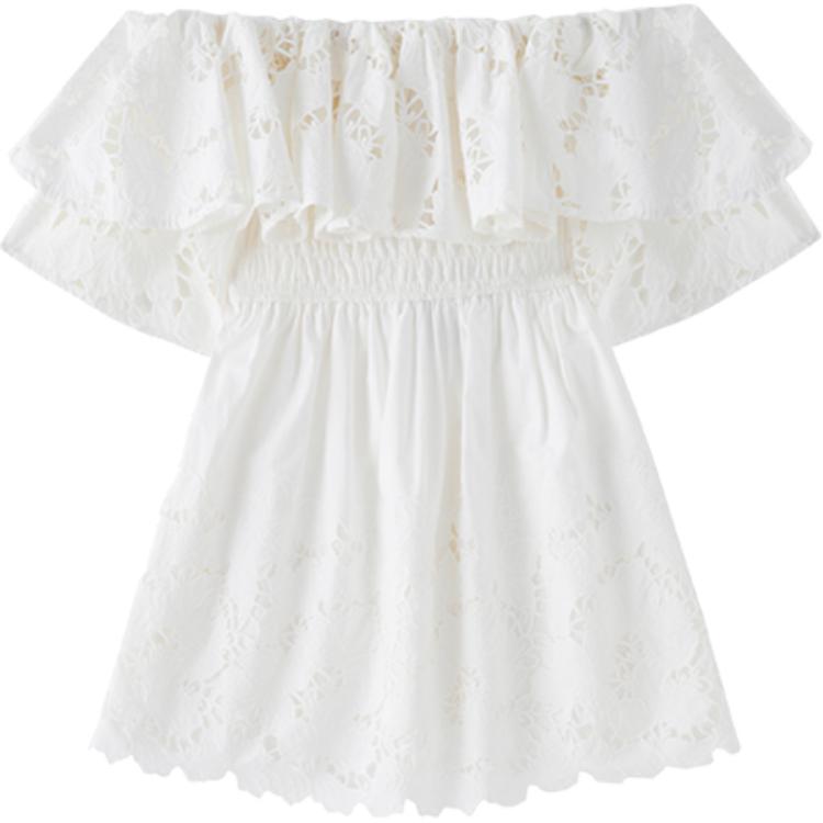 Self-Portrait Короткое Платье с Коротким Рукавом Женское Чисто-Белое 
Self-Portrait Короткое Платье с Коротким Рукавом Женское Чисто-Белое