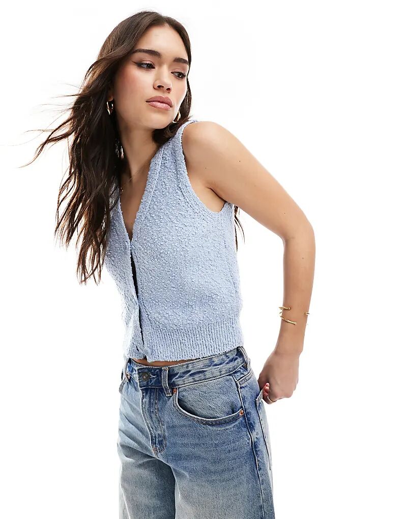 Фактурный трикотажный топ светло-голубого цвета ONLY
Фактурный трикотажный топ светло-голубого цвета ONLY