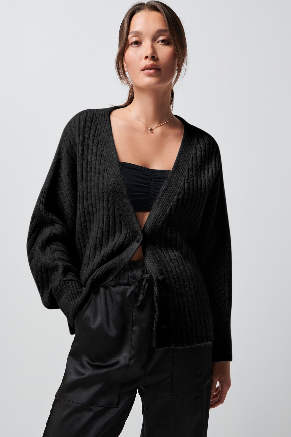 Кардиган в рубчик с рукавами «летучая мышь» Next, черный
Кардиган в рубчик с рукавами «летучая мышь» Next, черный