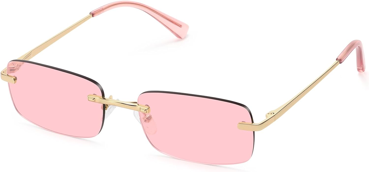 Ретро-солнцезащитные очки прямоугольной формы без оправы для женщин, модные, узкая, маленькая оправа, пружинный шарнир, защита от УФ-излучения, FZN905 Fozono, Gold Frame/Pink Lens
Ретро-солнцезащитные очки прямоугольной формы без оправы для женщин, модные, узкая, маленькая оправа, пружинный шарнир, защита от УФ-излучения, FZN905 Fozono, Gold Frame/Pink Lens
