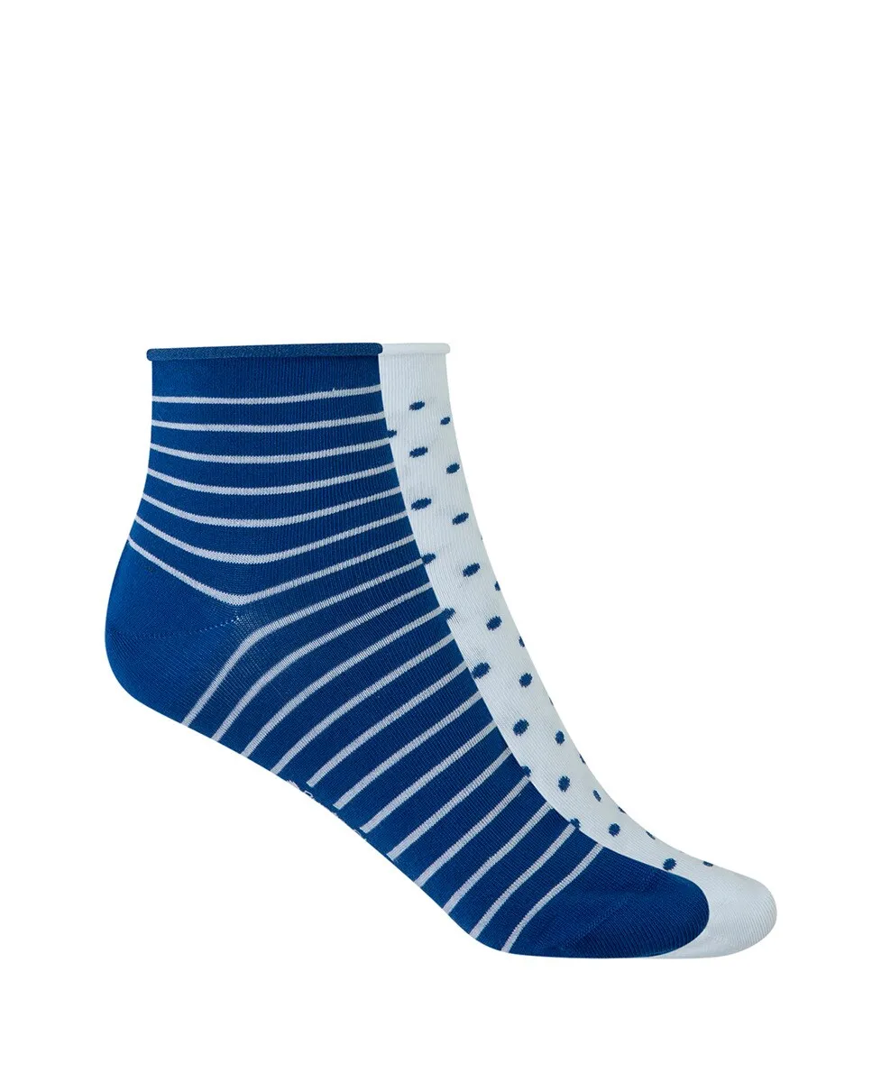 Упаковка из 2 плоских хлопковых носков с манжетой, с рисунком в горошек и полоску Сделано в Испании Punto Blanco, синий
Упаковка из 2 плоских хлопковых носков с манжетой, с рисунком в горошек и полоску Сделано в Испании Punto Blanco, синий