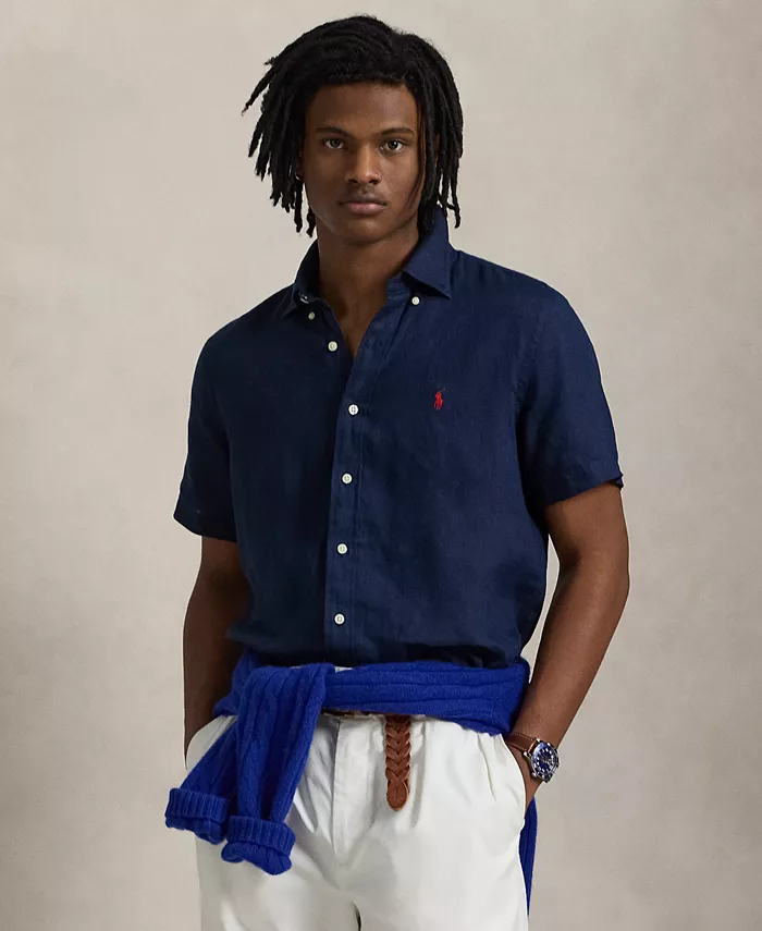 Мужская льняная рубашка с коротким рукавом на пуговицах Polo Ralph Lauren, зеленый
Мужская льняная рубашка с коротким рукавом на пуговицах Polo Ralph Lauren, зеленый