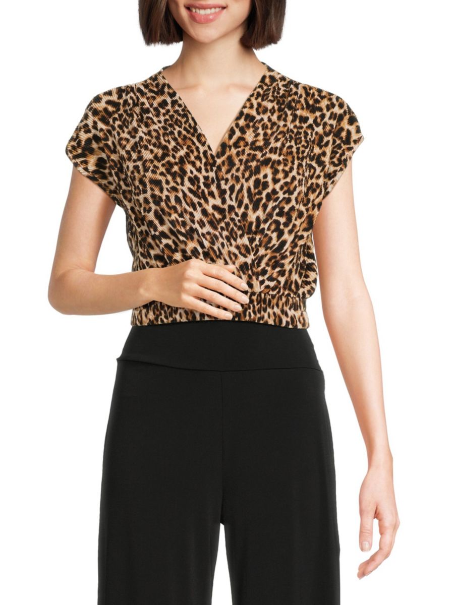 Укороченный топ с леопардовым принтом и складками Renee C., серо-коричневый
Укороченный топ с леопардовым принтом и складками Renee C., серо-коричневый