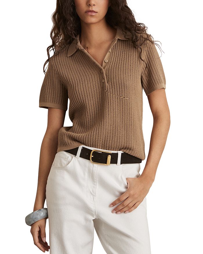 Поло с ажурной вязкой REISS, коричневый/бежевый
Поло с ажурной вязкой REISS, коричневый/бежевый