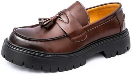 Мужские кожаные лоферы с кисточками на платформе, удобные, с широкой круглой ноской, противоскользящей подошвой, без шнурков, для офиса и повседневной носки Botrent, темно-коричневый
Мужские кожаные лоферы с кисточками на платформе, удобные, с широкой круглой ноской, противоскользящей подошвой, без шнурков, для офиса и повседневной носки Botrent, темно-коричневый