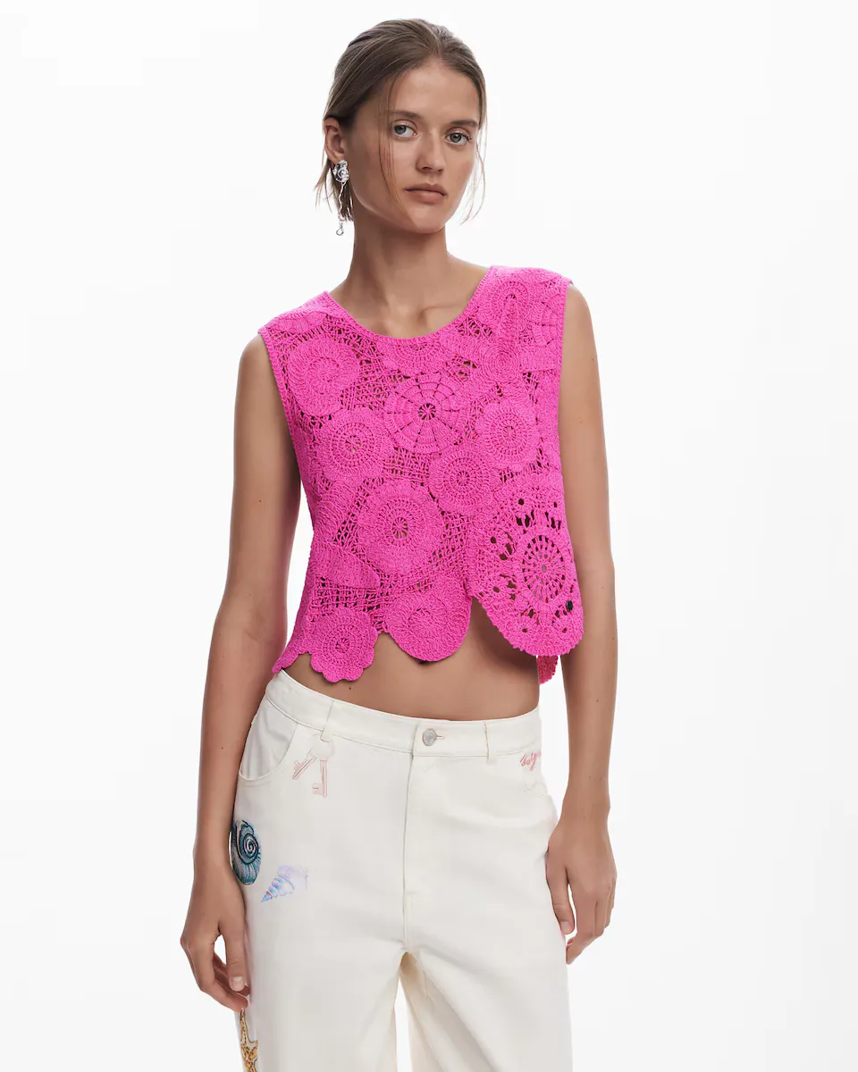 Укороченный женский топ крючком Desigual, цвет Rosa
Укороченный женский топ крючком Desigual, цвет Rosa