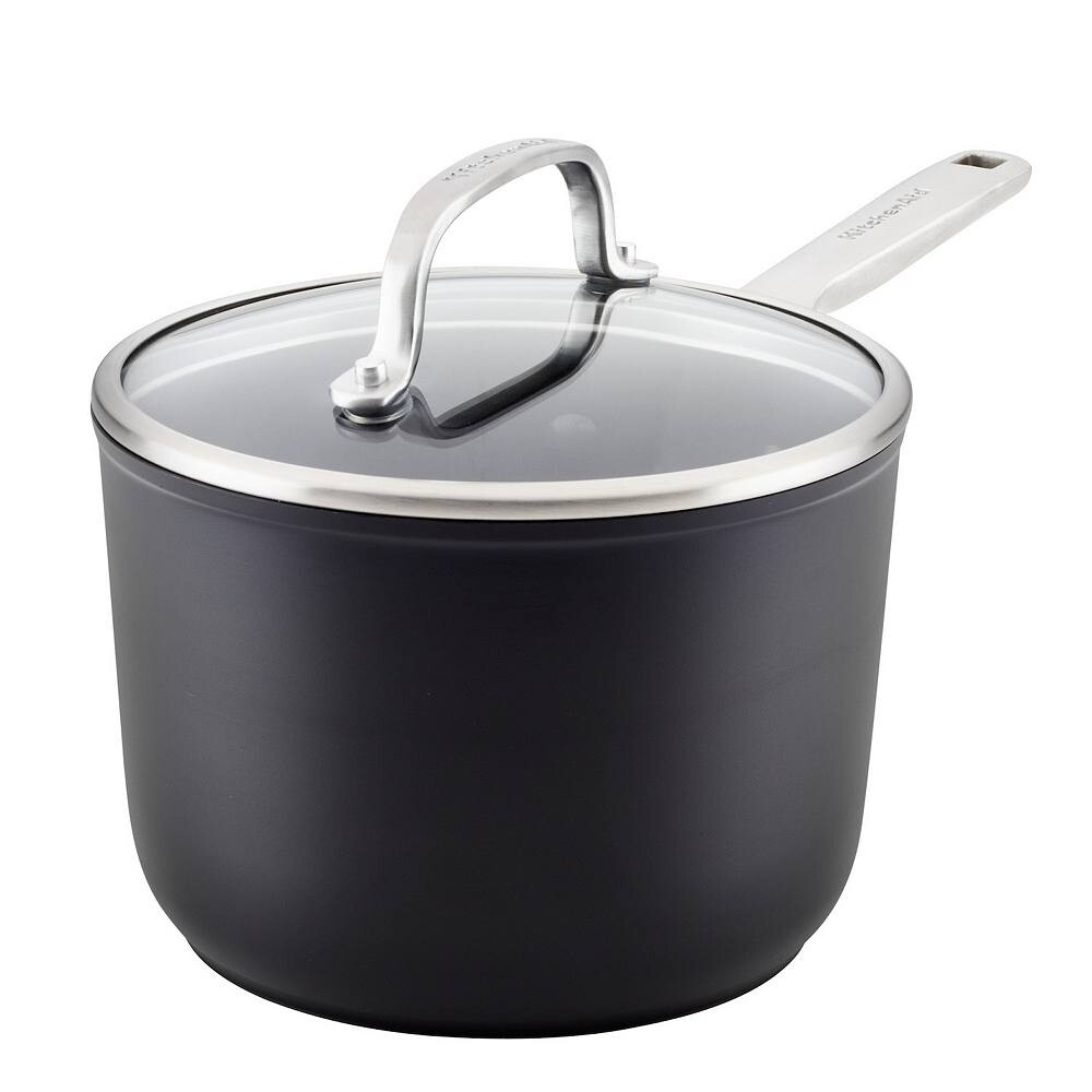 KitchenAid Жестко-анодированная керамическая индукционная кастрюля с антипригарным покрытием, 2 кварты, с крышкой, черный
KitchenAid Жестко-анодированная керамическая индукционная кастрюля с антипригарным покрытием, 2 кварты, с крышкой, черный
