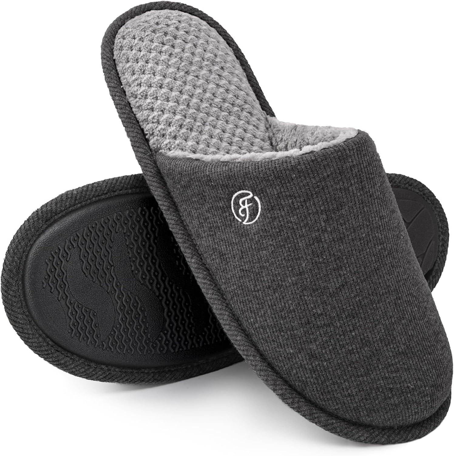 Мужские хлопковые вязаные тапочки EverFoams с легкой подошвой из пены с эффектом памяти для дома с антискользящей подошвой, серый
Мужские хлопковые вязаные тапочки EverFoams с легкой подошвой из пены с эффектом памяти для дома с антискользящей подошвой, серый