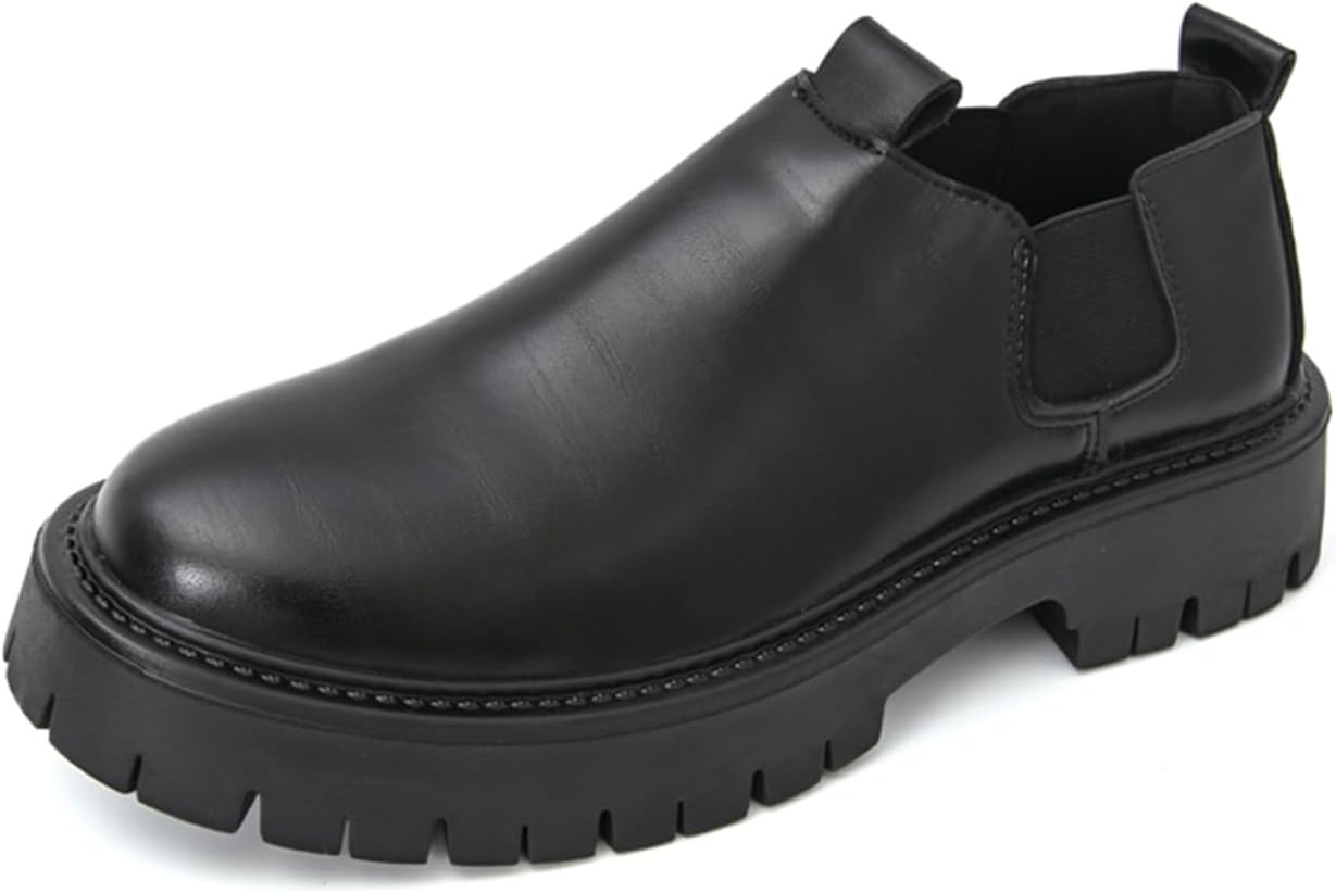 Мужские ретро кожаные лоферы на толстой подошве, с круглым носком, мягкой низкой платформой, ботинки Челси для работы, встреч, офисных выходов, прогулок на выходных и делового формального стиля Tengfeifly, черный
Мужские ретро кожаные лоферы на толстой подошве, с круглым носком, мягкой низкой платформой, ботинки Челси для работы, встреч, офисных выходов, прогулок на выходных и делового формального стиля Tengfeifly, черный