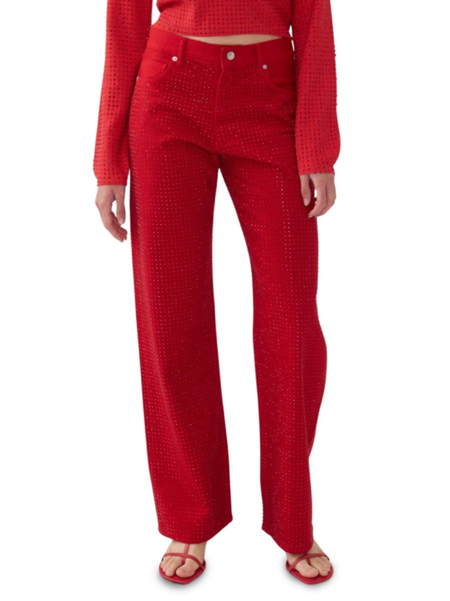 Джинсы Regular Fit с заклепками Nocturne, красный 
Джинсы Regular Fit с заклепками Nocturne, красный