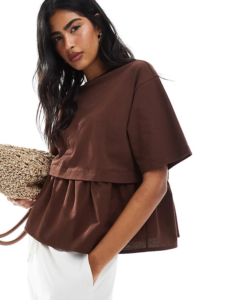 Футболка Miss Selfridge из поплиновой смеси с оборкой по подолу, шоколадного цвета
Футболка Miss Selfridge из поплиновой смеси с оборкой по подолу, шоколадного цвета