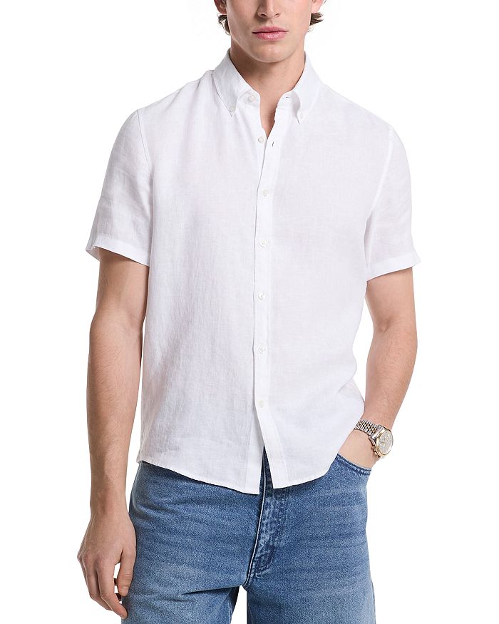 Льняная рубашка с коротким рукавом и застежкой на пуговицы, модель Slim Fit Michael Kors, белый
Льняная рубашка с коротким рукавом и застежкой на пуговицы, модель Slim Fit Michael Kors, белый