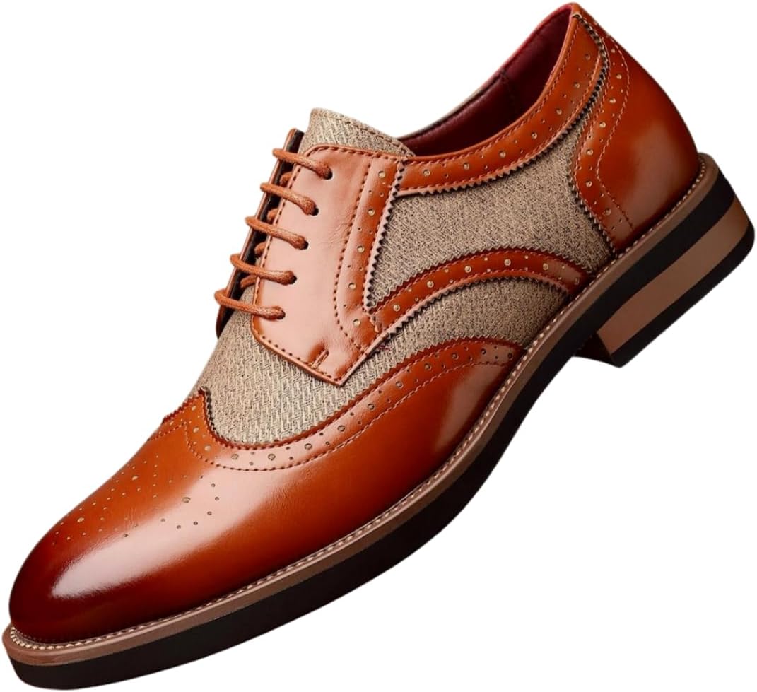 Мужские оксфорды с крыльями Santimon, классические кожаные броги, формальные шнурованные туфли для бизнеса, свадьбы, офиса и вечеринок, Tan
Мужские оксфорды с крыльями Santimon, классические кожаные броги, формальные шнурованные туфли для бизнеса, свадьбы, офиса и вечеринок, Tan