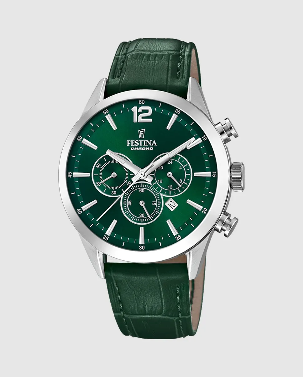F20542/7 Мужские часы Timeless Chronograph в зеленой коже Festina, зеленый
F20542/7 Мужские часы Timeless Chronograph в зеленой коже Festina, зеленый