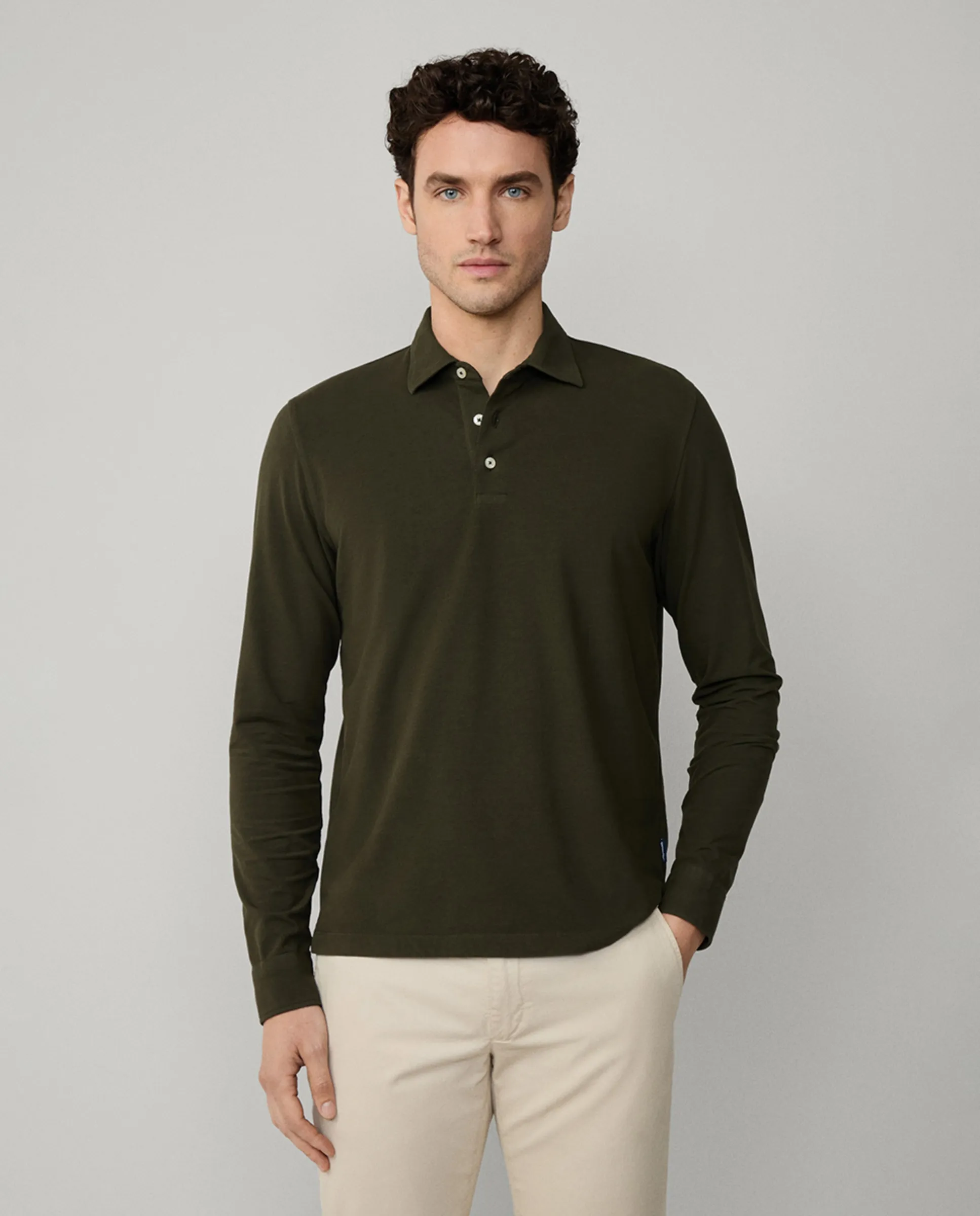 Мужская футболка поло из эластичного хлопка с длинным рукавом Façonnable, хаки
Мужская футболка поло из эластичного хлопка с длинным рукавом Façonnable, хаки