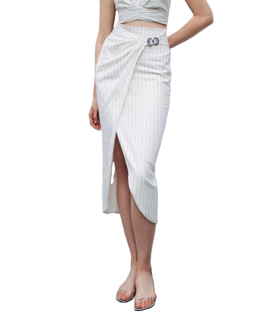 Женская полосатая юбка миди из льняной смеси с металлическими аксессуарами NOCTURNE, Open white
Женская полосатая юбка миди из льняной смеси с металлическими аксессуарами NOCTURNE, Open white