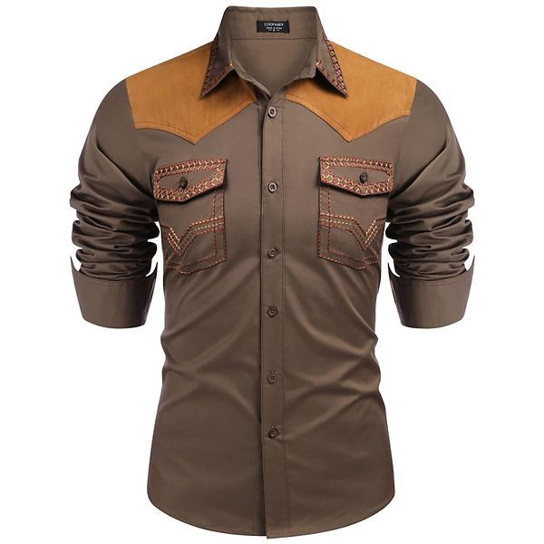 Мужская рубашка Western Cowboy с вышивкой, длинный рукав, slim fit, повседневная, хлопковая, на пуговицах Coofandy, Khaki
Мужская рубашка Western Cowboy с вышивкой, длинный рукав, slim fit, повседневная, хлопковая, на пуговицах Coofandy, Khaki