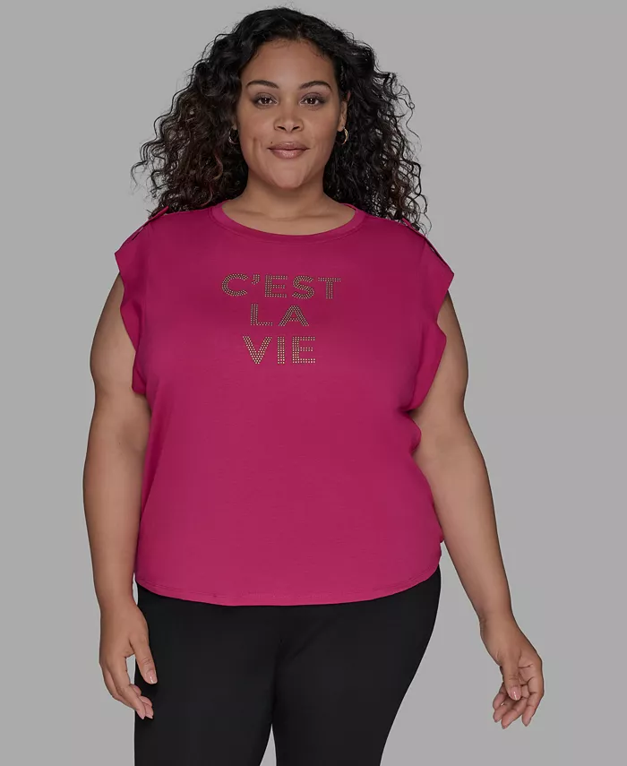 Топ с удлиненными плечами C'est La Vie размера Plus KARL LAGERFELD PARIS, розовый
Топ с удлиненными плечами C'est La Vie размера Plus KARL LAGERFELD PARIS, розовый