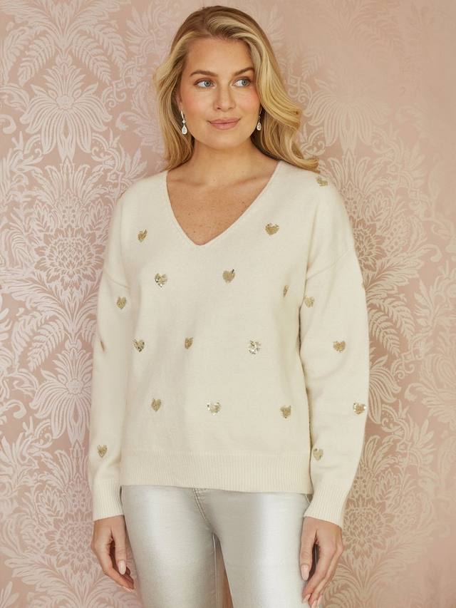 Джемпер с блестками в виде сердца Yumi, слоновая кость
Джемпер с блестками в виде сердца Yumi, слоновая кость