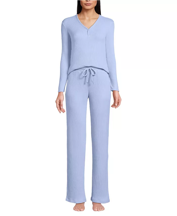 Женский уютный пижамный комплект из двух предметов: топ с длинными рукавами и брюки Lands' End, синий
Женский уютный пижамный комплект из двух предметов: топ с длинными рукавами и брюки Lands' End, синий