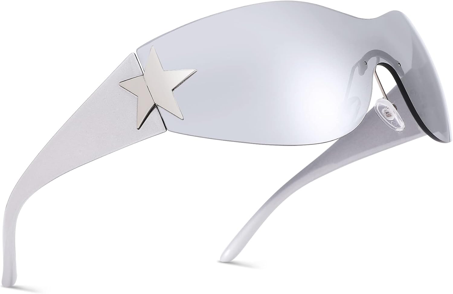 Солнцезащитные очки NULOOQ Rimless Y2K для женщин и мужчин – модные солнцезащитные очки Star Shield с обтекаемой формой, большие безрамочные солнцезащитные очки, B2* Silver/Silver Mirrored
Солнцезащитные очки NULOOQ Rimless Y2K для женщин и мужчин – модные солнцезащитные очки Star Shield с обтекаемой формой, большие безрамочные солнцезащитные очки, B2* Silver/Silver Mirrored