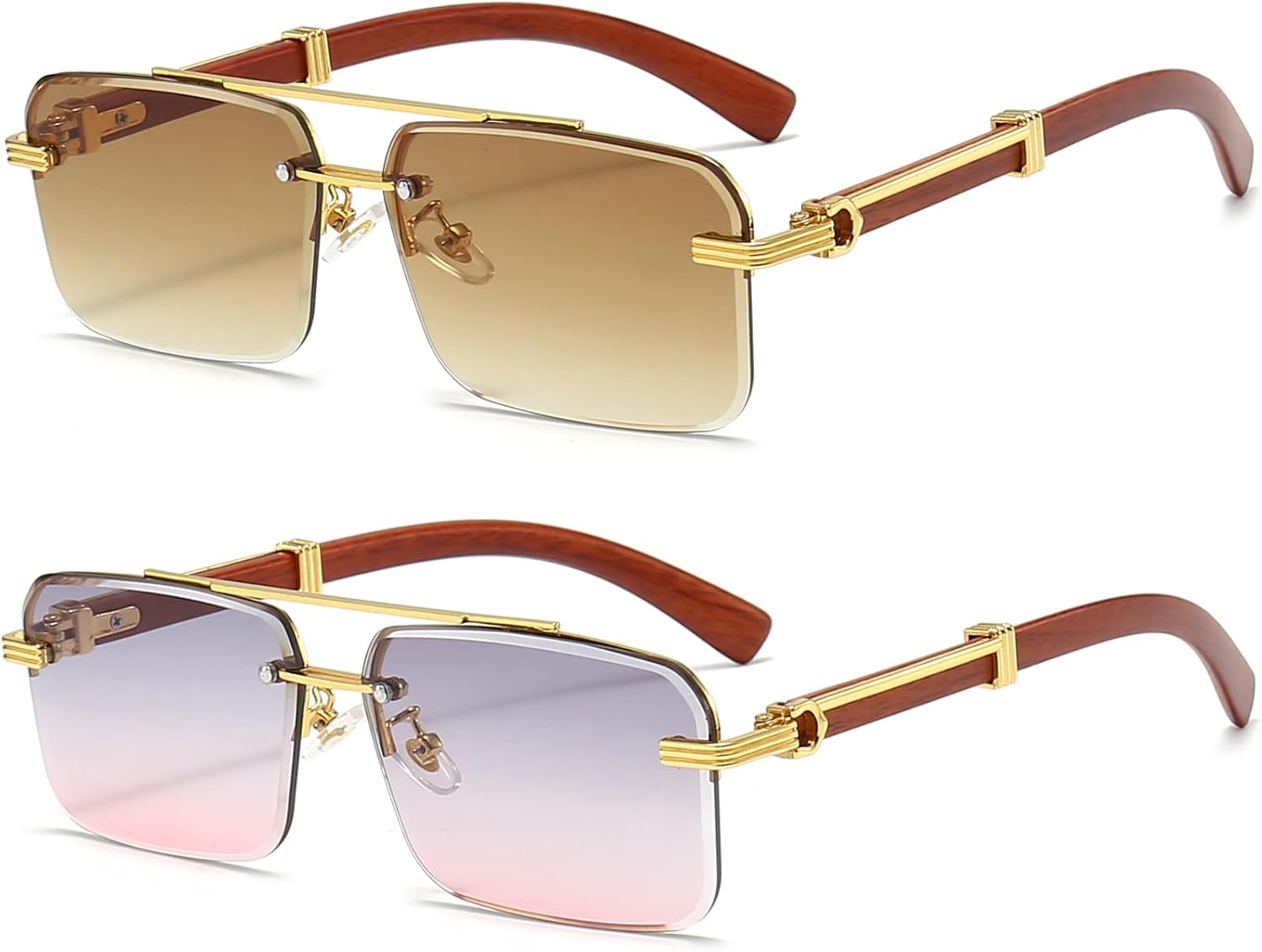 Солнцезащитные очки PORADAY без оправы для мужчин и женщин, винтажные прямоугольные солнцезащитные очки, модные безрамочные квадратные тонированные очки, Two Pack(gradient Brown+grey Pink)
Солнцезащитные очки PORADAY без оправы для мужчин и женщин, винтажные прямоугольные солнцезащитные очки, модные безрамочные квадратные тонированные очки, Two Pack(gradient Brown+grey Pink)