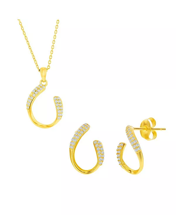 Комплект из колье и серег из стерлингового серебра с фианитами изогнутой овальной формы Simona, gold
Комплект из колье и серег из стерлингового серебра с фианитами изогнутой овальной формы Simona, gold