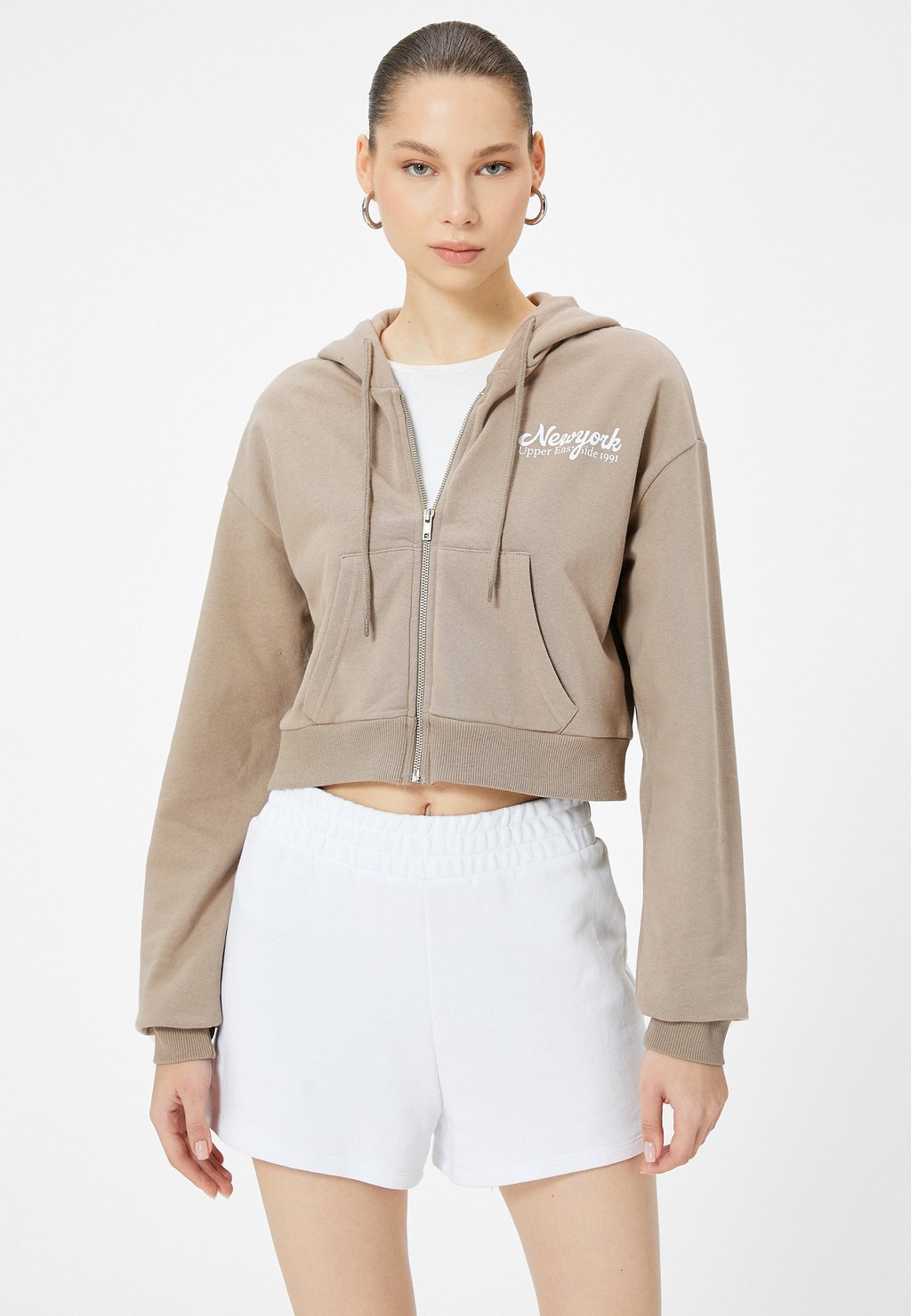 Толстовка на молнии CROP Koton, коричневый
Толстовка на молнии CROP Koton, коричневый