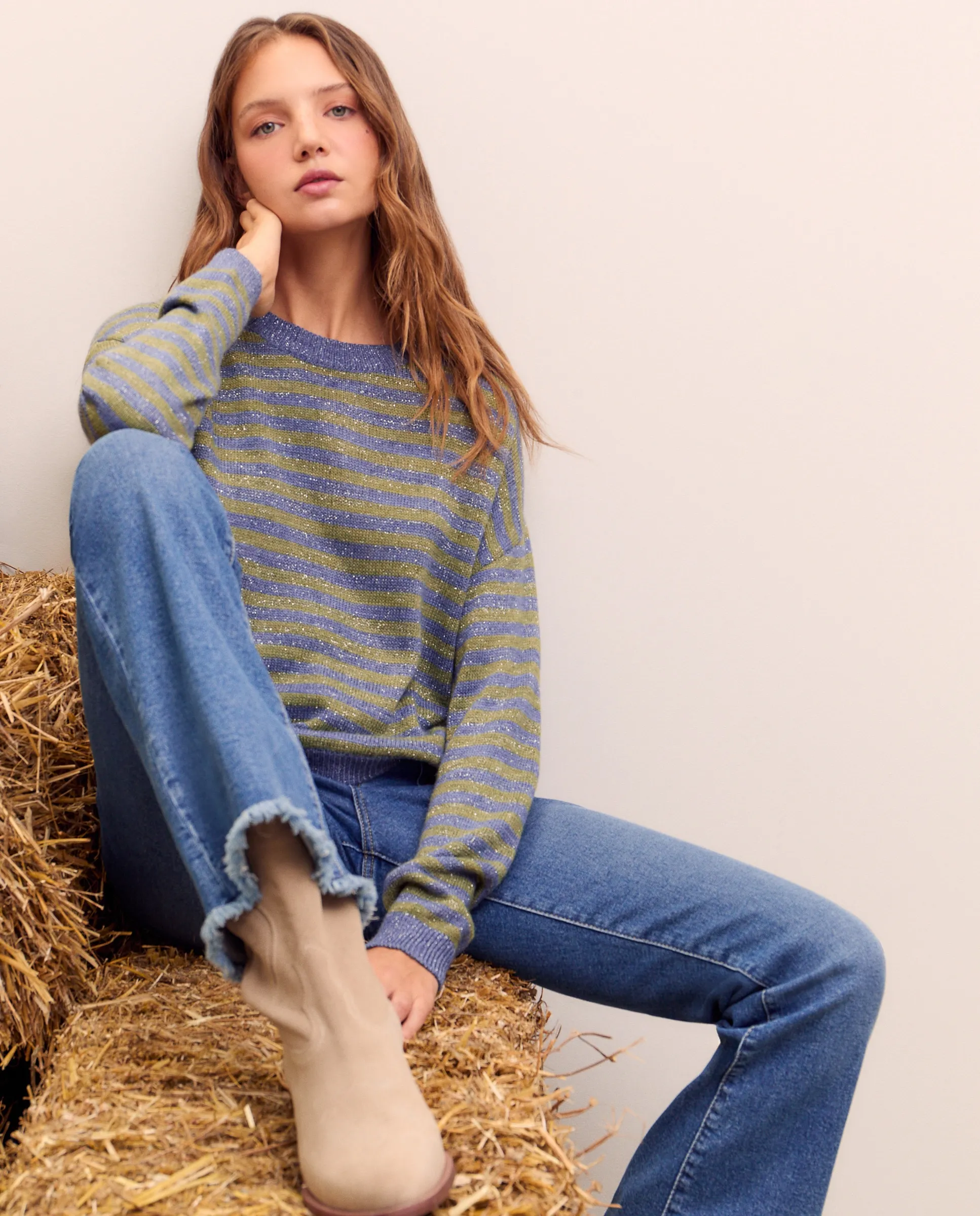 Женский оверсайз джерси с люрексом Green Coast, бирюзовый
Женский оверсайз джерси с люрексом Green Coast, бирюзовый