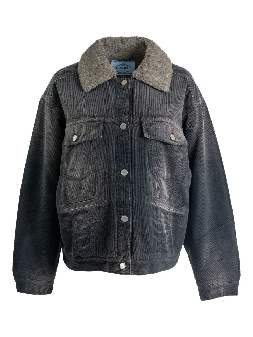 Вельветовая куртка с контрастным воротником Prada, серый
Вельветовая куртка с контрастным воротником Prada, серый