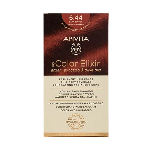 Перманентное окрашивание My Color Elixir Apivita, цвет dark blonde intens copper
Перманентное окрашивание My Color Elixir Apivita, цвет dark blonde intens copper