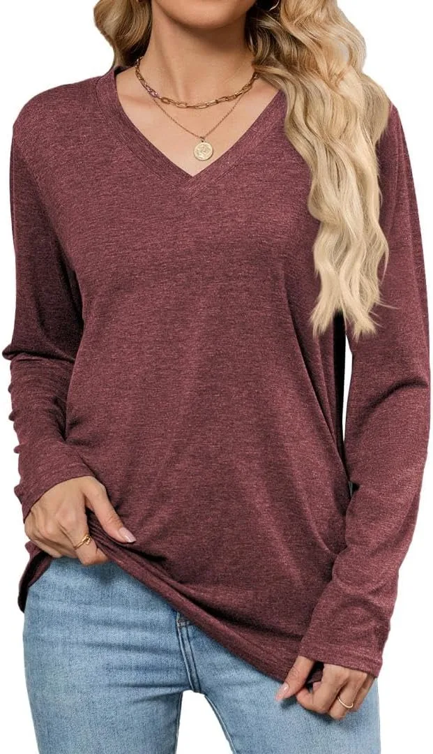 FMCHICO Женская футболка с V-образным вырезом и длинными рукавами
FMCHICO Женская футболка с V-образным вырезом и длинными рукавами