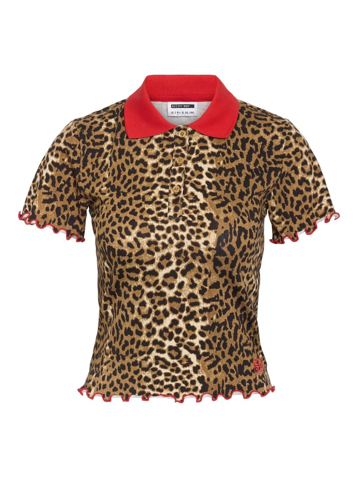 Элегантная рубашка-поло с леопардовым принтом и контрастным воротником коричневого цвета Noisy may
Элегантная рубашка-поло с леопардовым принтом и контрастным воротником коричневого цвета Noisy may